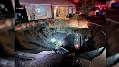 Las Cruces sinkhole swallows two cars in home’s front yard