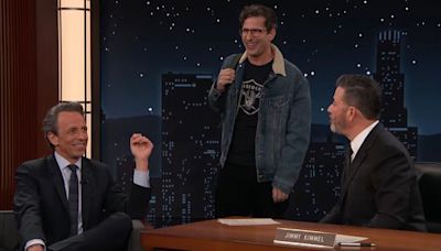 Watch Andy Samberg crash Seth Meyers' “Jimmy Kimmel Live” interview to heckle him: 'Nobody cares!'