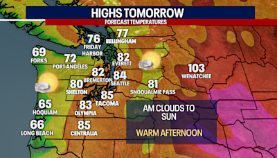 Seattle weather: Clouds to sunshine with highs in the 80s Thursday