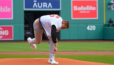 Rob Gronkowski spikes first pitch at Red Sox Patriots' Day game in true Gronk fashion