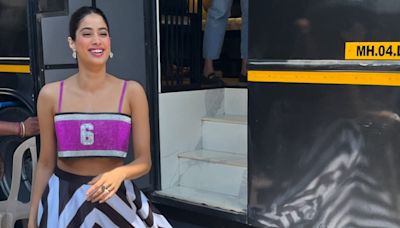 Janhvi Kapoor Continues Her Cricket-Themed Style Streak, Now In A Jersey-Like Crop Top And Striped Skirt
