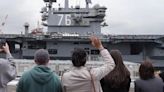 US Navy flagship carrier USS Ronald Reagan leaves its Japan home port after nearly 9 years