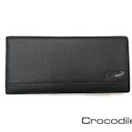 【全新品公司貨】Crocodile 鱷魚 附拉鍊零錢袋 真皮男用長夾 黑色【寧寧小舖/台中30年老店】855