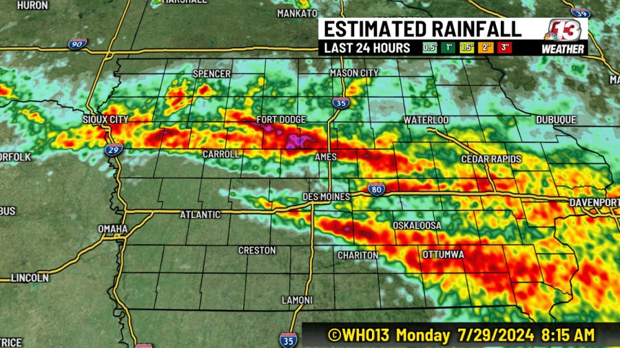 How much rain impacted central Iowa overnight