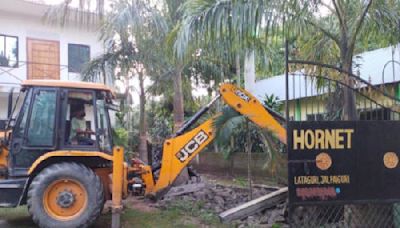 Jalpaiguri district administration continues demolition drive of illegal portions of resorts