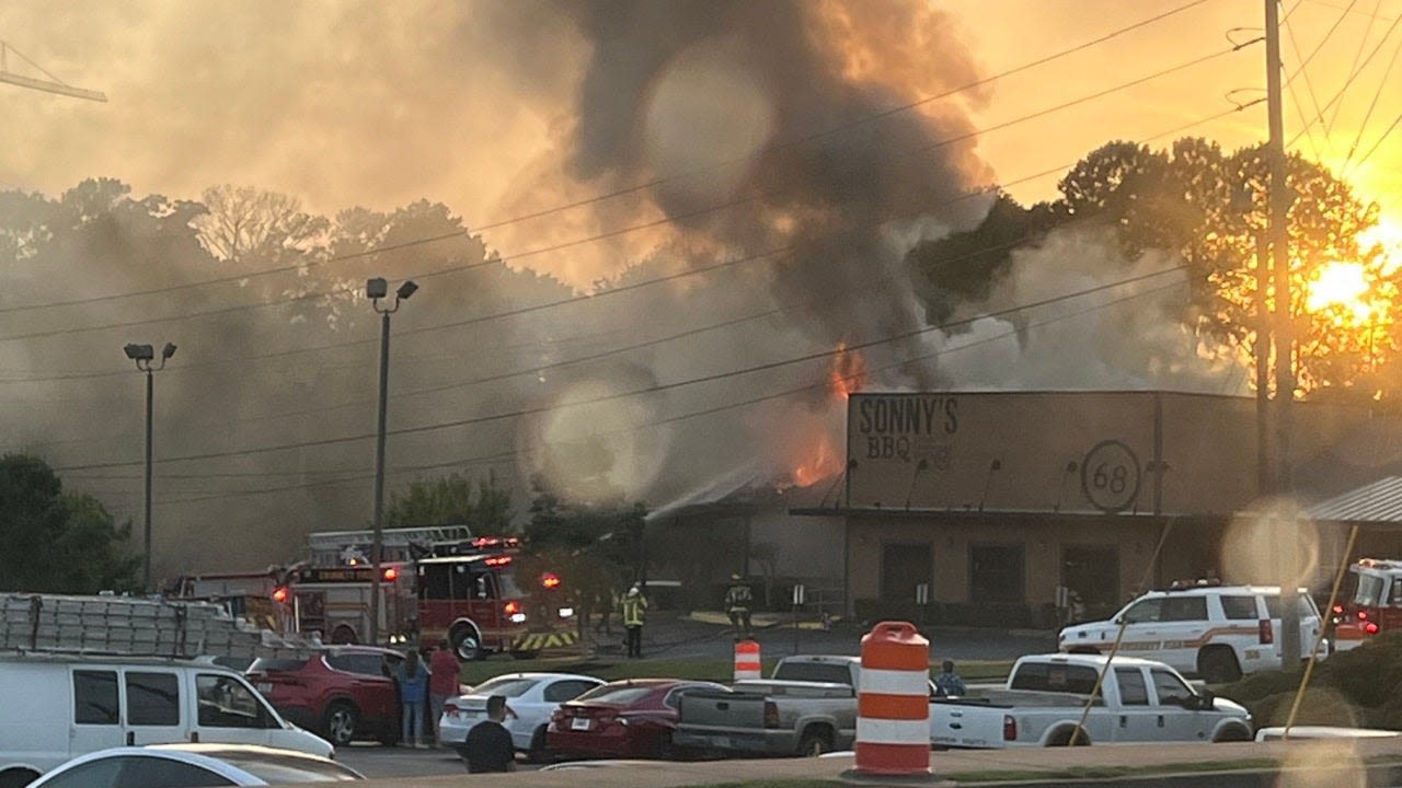 Fire at Sonny’s BBQ in Lawrenceville caused by lightning, officials say