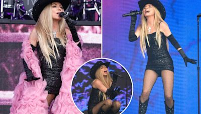 Shania Twain wows at Glastonbury in little black dress and cowboy hat