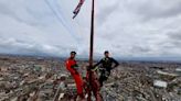 Thrill-seekers scale 520ft Blackpool Tower for stunning Red Arrows selfie