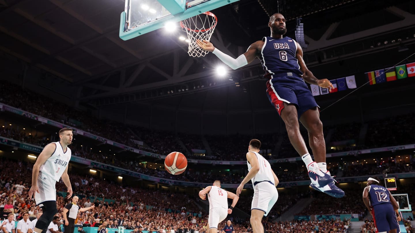 LeBron James’s Emphatic Dunk Against Serbia Leads to Iconic Photo