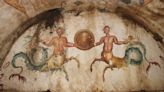 Mythical hellhound and sea-centaurs painted on 2,200-year-old tomb discovered in Italy