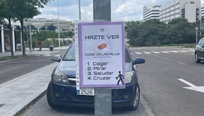 ‘Hazte ver’: la curiosa campaña madrileña que arma a los peatones con ladrillos para cruzar