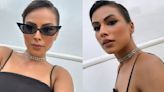 Nia Sharma oozes hotness in a black baggy mini dress and shows off her impeccable liner skills; See here