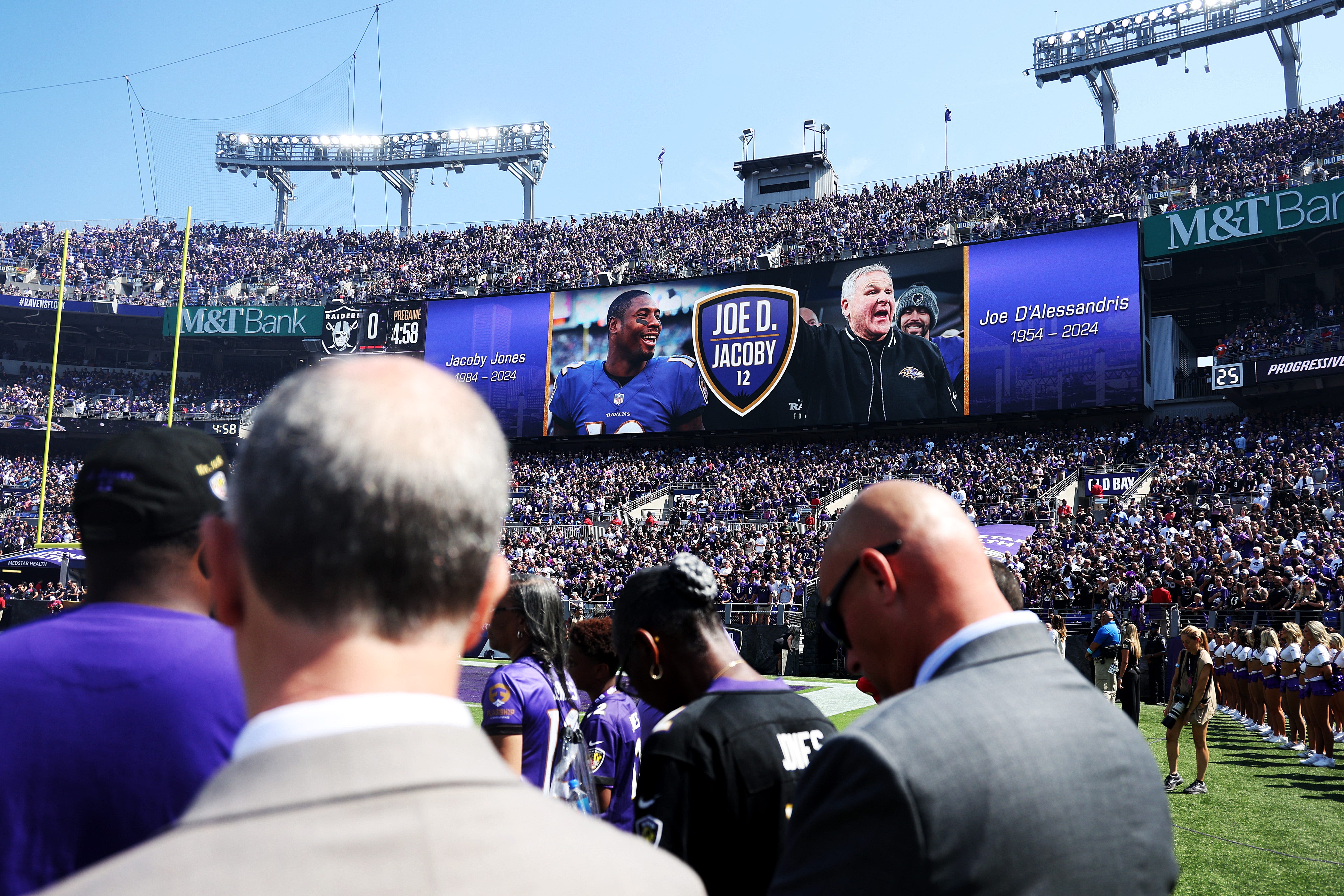 WATCH: Ravens honored Jacoby Jones and Joe D'Alessandris before matchup with Raiders