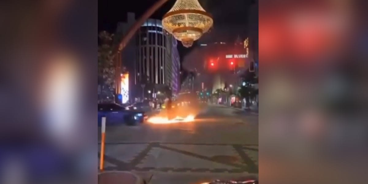 WATCH: Video shows vehicle doing doughnuts around fire under Playhouse Square chandelier