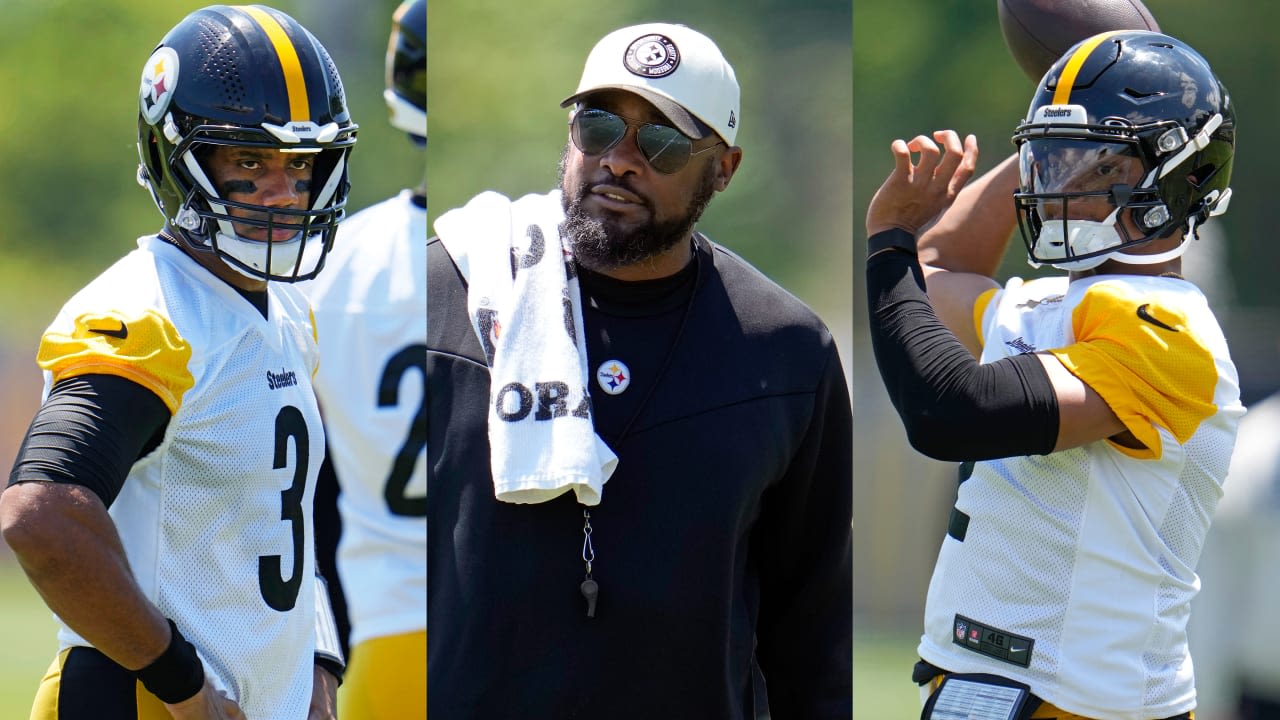 Steelers HC Mike Tomlin: Russell Wilson still leading Justin Fields in QB battle, reps will be split 'very carefully'