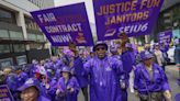 King County janitors march in Seattle for better pay, health benefits