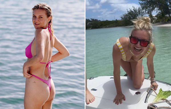 Kelsea Ballerini rocks a hot pink thong bikini during getaway with friends