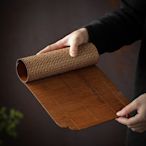 大漆冰絲手工編織竹席雙面中式茶席小型干泡墊茶盤墊防水隔熱竹墊