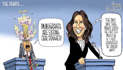 Editorial cartoons for Sept. 15, 2024: Trump-Harris debate, Taylor Swift endorsement, 9/11 anniversary