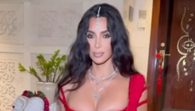 Kim Kardashian stuns in red lehenga choli for Ambani wedding in India