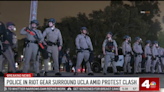 Massive police presence at UCLA following violent clash on campus