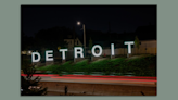 Detroit's new sign on I-94 lights up after dark