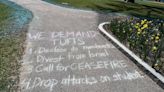 Tufts University tagged with pro-Palestinian messages as protesters call for divestment from Israel