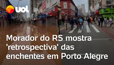 Enchentes no RS: Morador grava 'retrospectiva' da invasão do Guaíba em Porto Alegre; veja vídeos