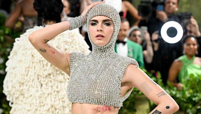 Cara Delevingne Goes Undercover in Bejeweled Chainmail Top (with a Full Hood!) at 2024 Met Gala