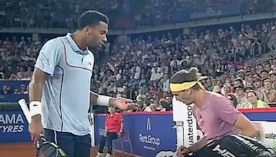 Watch dramatic moment tennis stars Zverev and Fils are separated by umpire