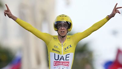 Tadej Pogacar celebrates historic Tour de France win