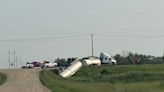 Sask. asphalt truck rolls over and spills into ditch