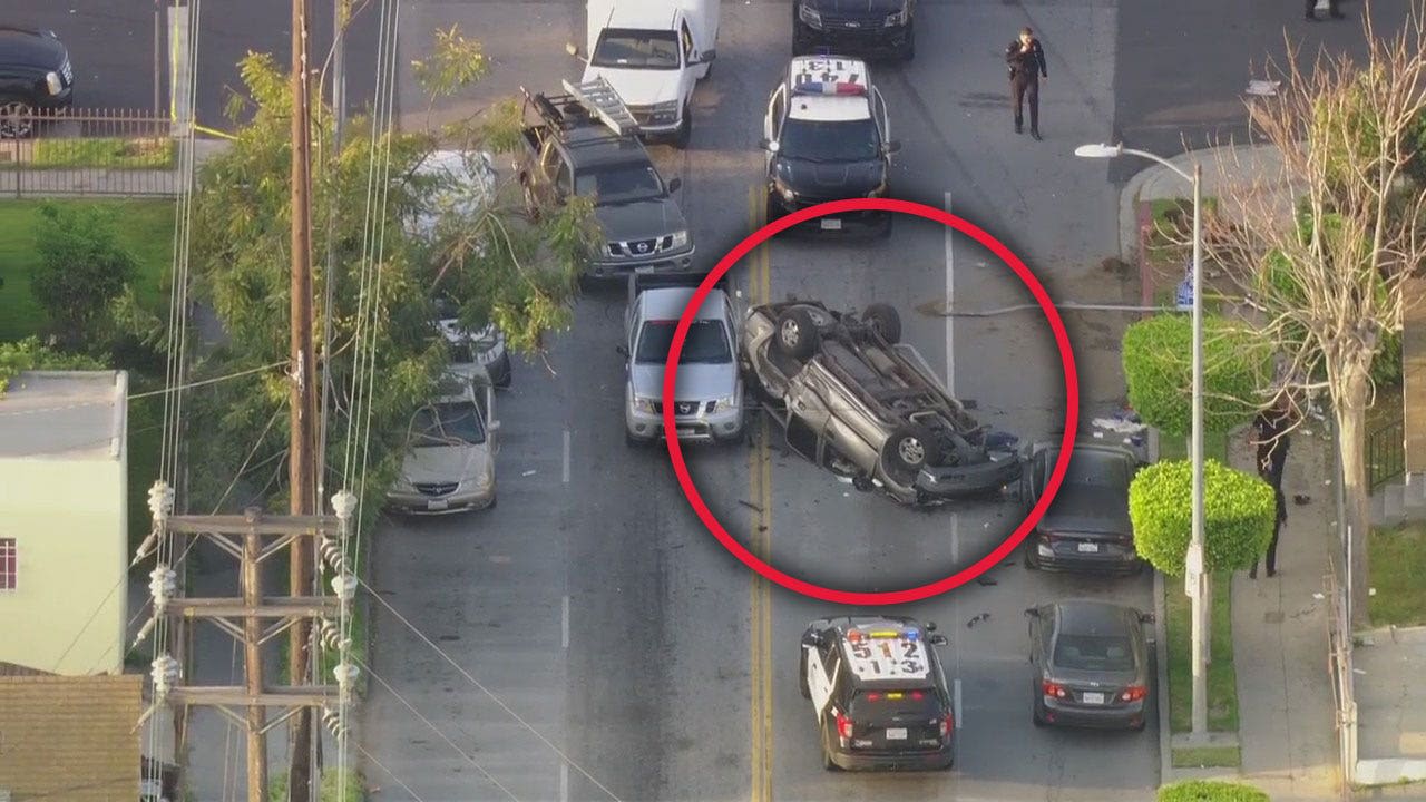 Police pursuit in South LA ends in fatal crash