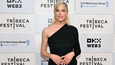 Selma Blair Poses With Service Dog Scout on Tribeca Festival Red Carpet