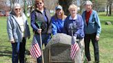 Holland Patent Chapter DAR cleans markers for Historical Marker Day