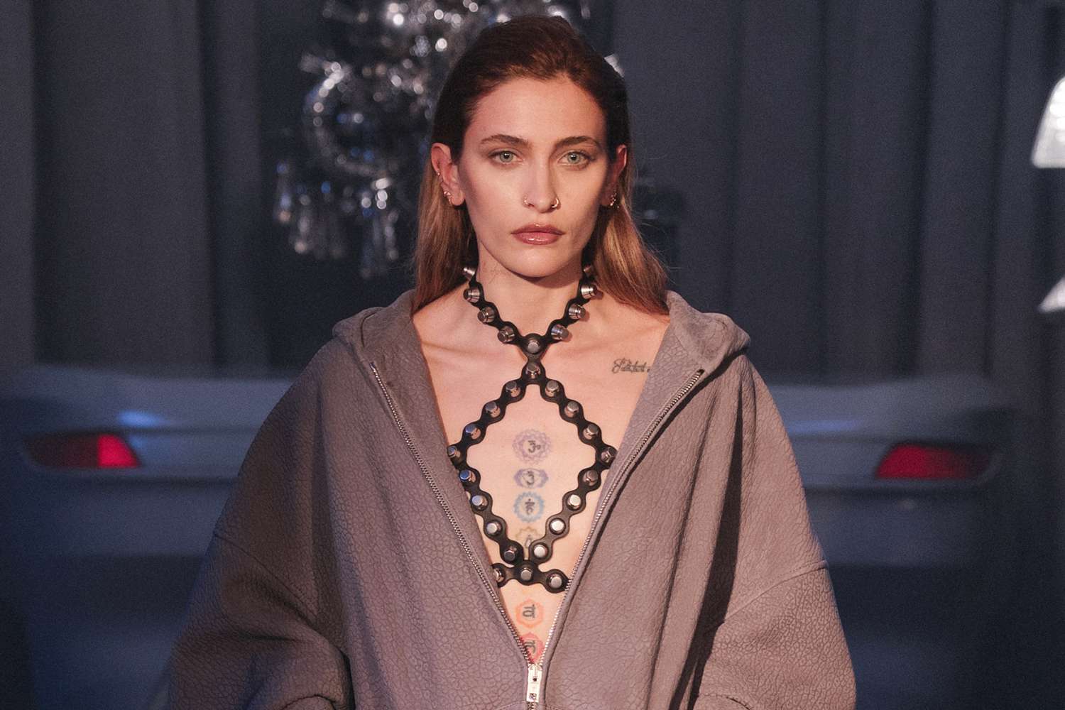 Paris Jackson Walks Alexander Wang Runway Show in Studded Harness and Sexy Thigh-High Boots