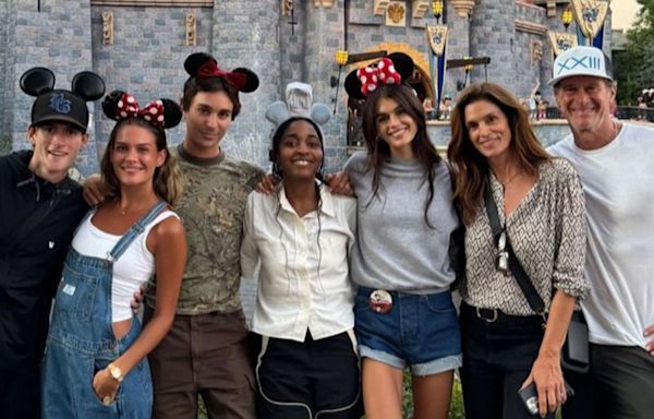 Kaia Gerber Celebrates 23rd Birthday with Brother Presley and Parents Cindy Crawford & Rande Gerber at Disney