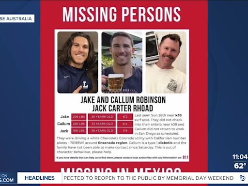 Mexican authorities searching for three missing men in Baja California