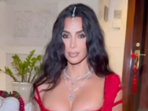 Kim Kardashian stuns in red lehenga choli for Ambani wedding in India