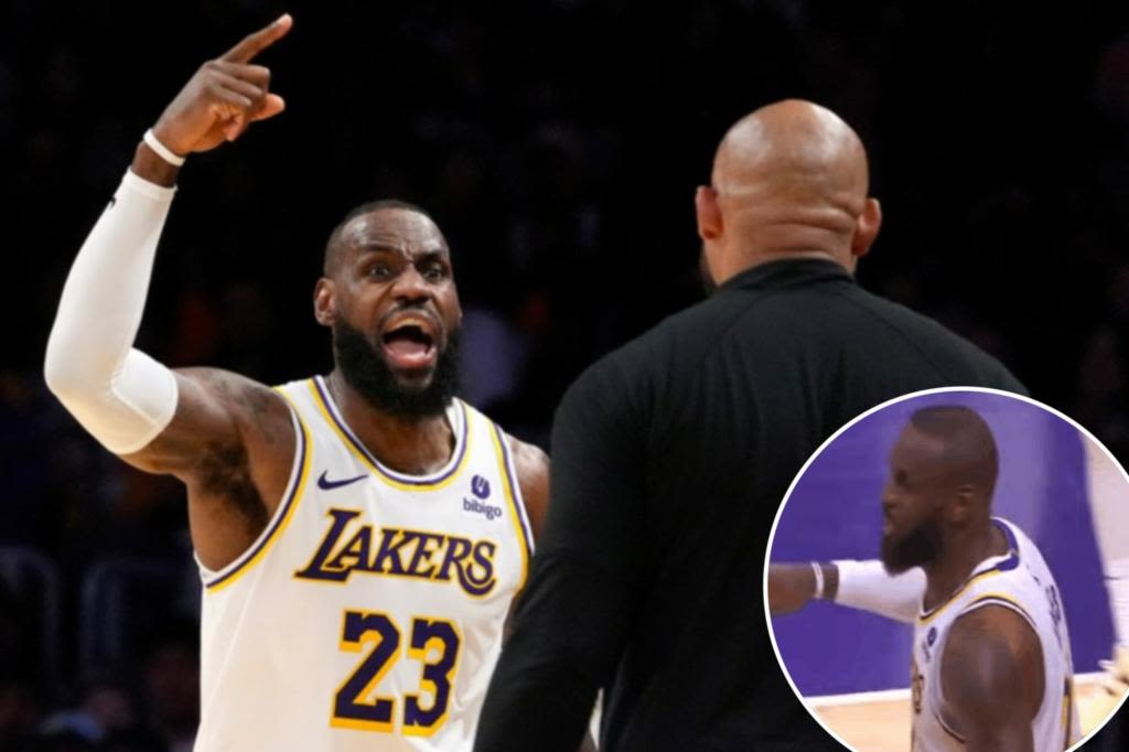 LeBron James explodes at Lakers bench after Darvin Ham doesn’t challenge call