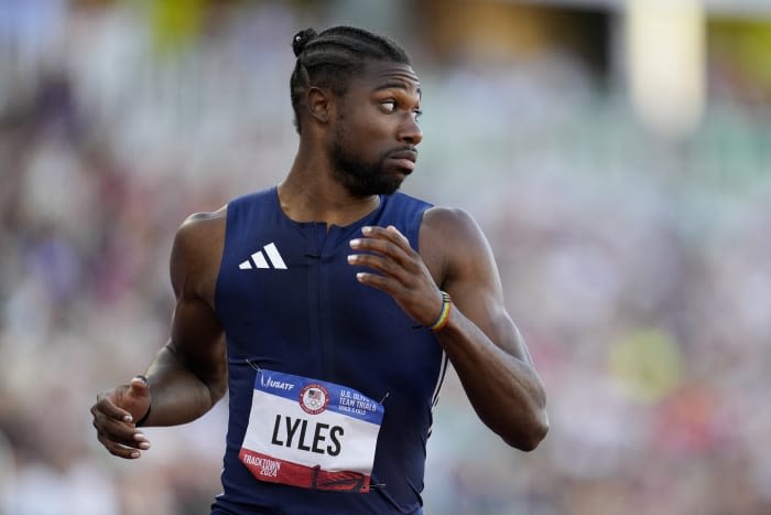 Lyles wins 200 meters to keep hope of Olympic sprint double alive for Paris