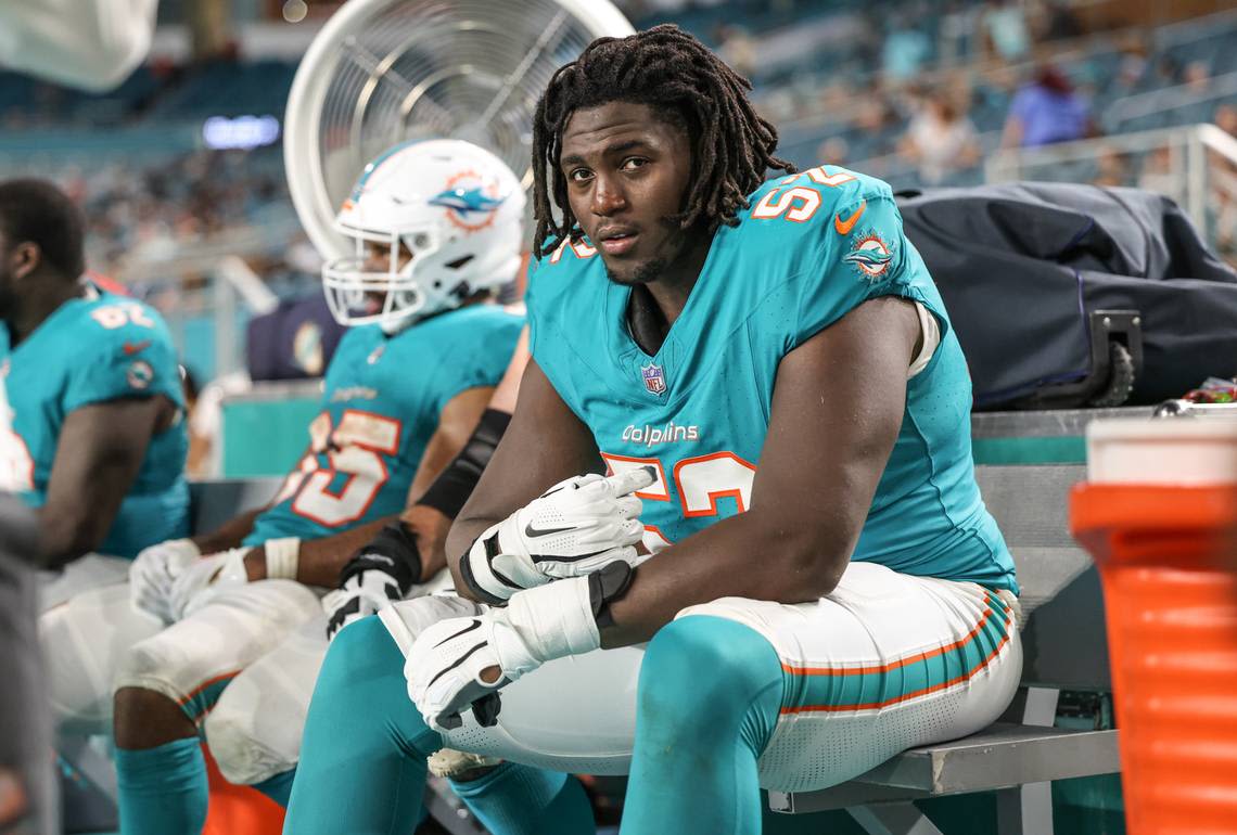 ‘He’s a humongous human’: Dolphins rookie Paul impresses with size, poise in pro debut