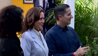 Kamala Harris unknowingly claps along to Spanish song protesting against her on visit to Puerto Rico