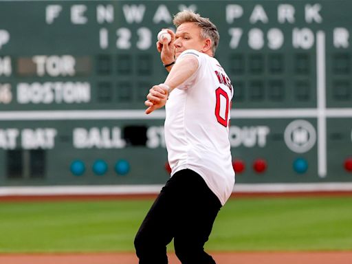 Gordon Ramsay Throws First Pitch at Red Sox Game After Bike Accident