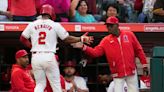 Jo Adell scores the tiebreaking run in the Angels' 2-1 victory over the Padres