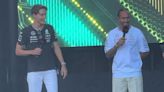 Lewis Hamilton squirms awkwardly as Russell makes 'Spanish girlfriends' joke