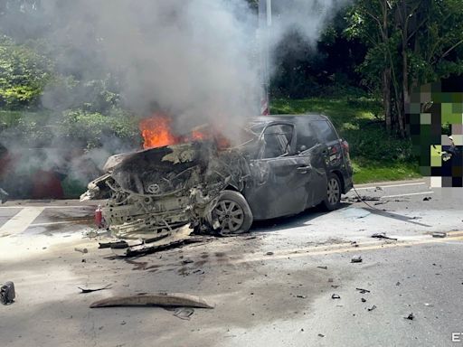 金門休旅車肇逃自撞起火！警目擊逮人變救人 駕駛昏迷骨折送醫