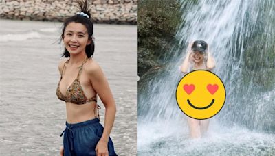 吳婉君被瀑布狂沖險走光！「泳褲快掉」網急：半夜看會睡不著…