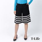 T.Life 職場女性必備條紋設計羊毛五分褲(3色)