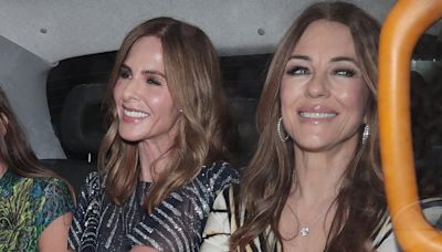 Trinny Woodall and Elizabeth Hurley exude glamour as they share